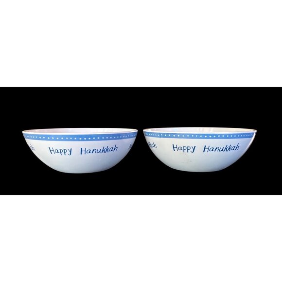 Pottery Barn Kids Hanukkah Dreidel Cereal Bowls Set Melamine 6" - Picture 2 of 4
